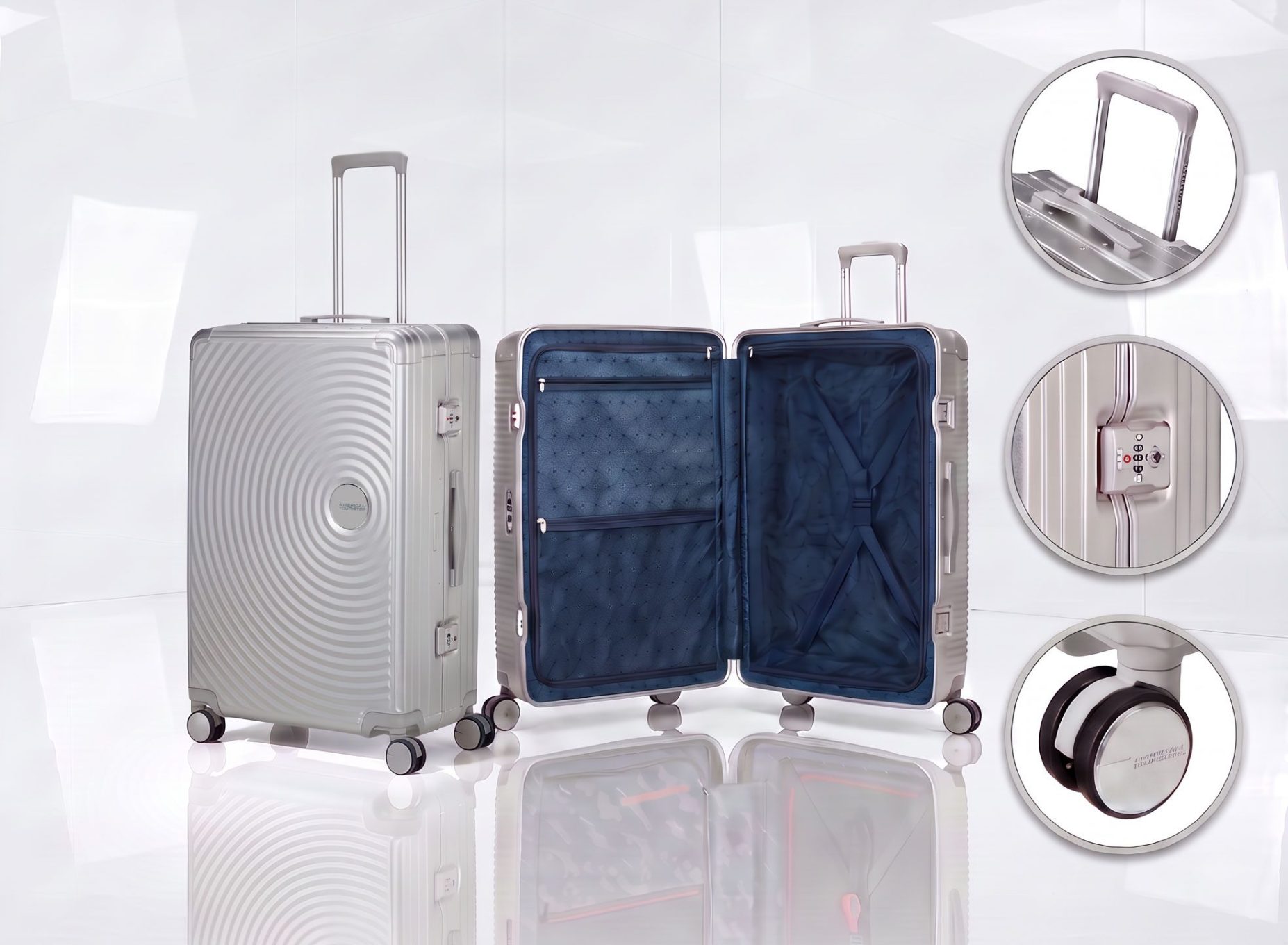 American Tourister SoundBox Alu | Aluminium-Koffer | Kongsbak American Tourister SoundBox Alu – hochwertiger Aluminium-Koffer mit TSA-Schloss, komfortablen Doppelrollen und durchdachter Innenaufteilung. Bei Kongsbak entdecken.
